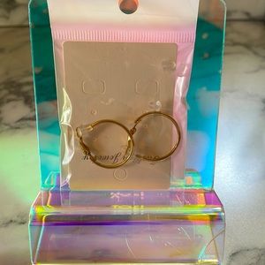 Clip on 1 inch gold hoop earrings